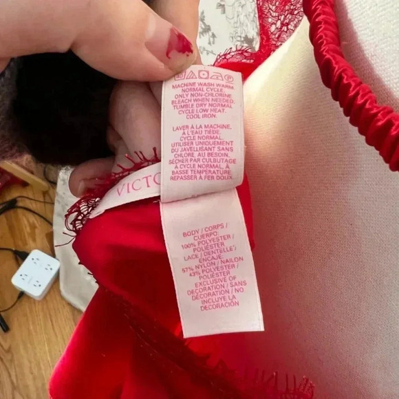 Victoria's Secret Red Slip Dress Lace Lingerie Size L - Picture 5 of 7